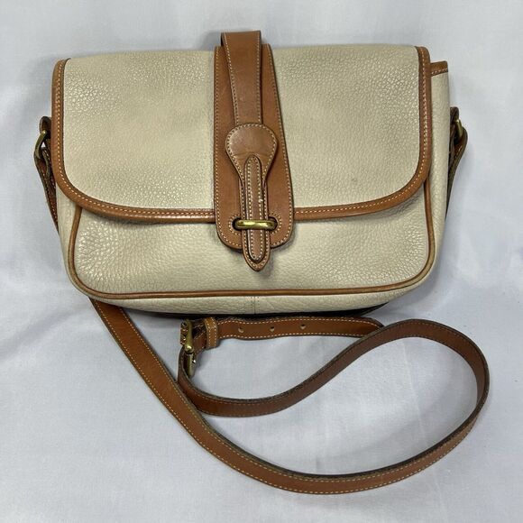 PURSE - Vintage Dooney & Bourke EQUESTRIAN CROSSBODY Bag cream brown leather